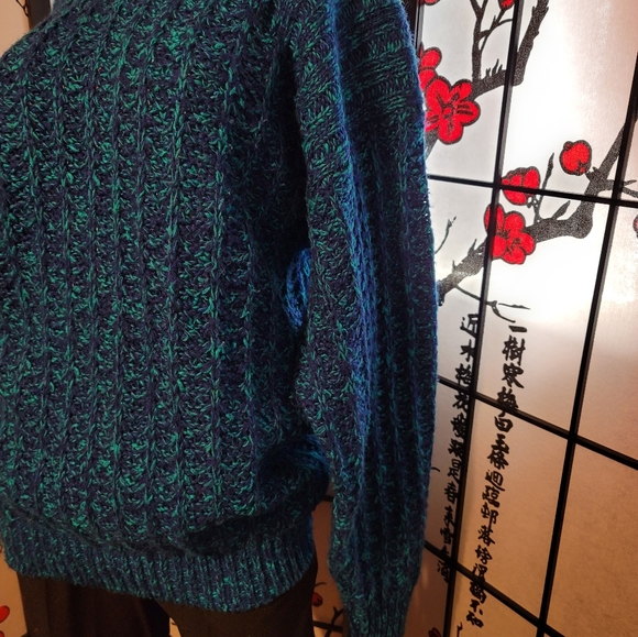 KAREN SCOTT WEAVED DEEP BLUE SOFT COZY CARDIGAN KNIT/SIZE LARGE - Picture 4 of 10